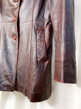 VINTAGE LEATHER JACKET [ Burgundy, Button Up, Size Small ]