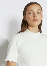 • SAMPLE • RIBBED MOCK NECK TEE ~ WHITE [ Cotton, Short Sleeved, Size Small ]