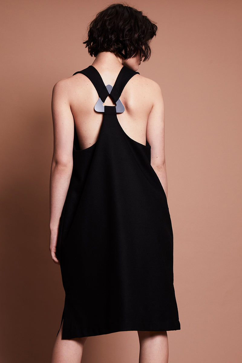 SAMPLE • PEPPERCORN PINAFORE Wool Blend, Black Dress, Triangle