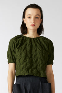 FERNERY TOP [ Green Cotton, Short Sleeves ]