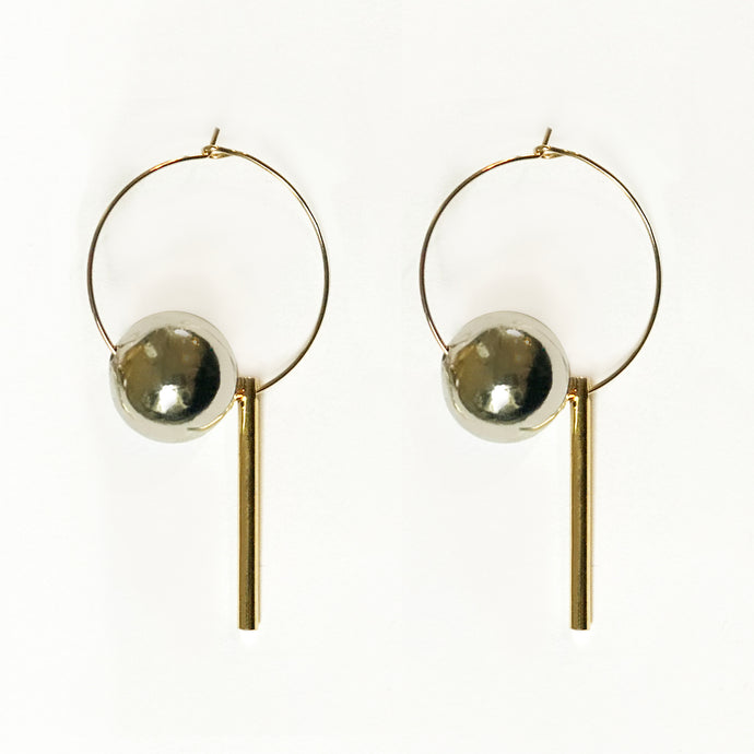 MIXED METAL HOOPS ~ GOLD [ Silver Bead Charms ]