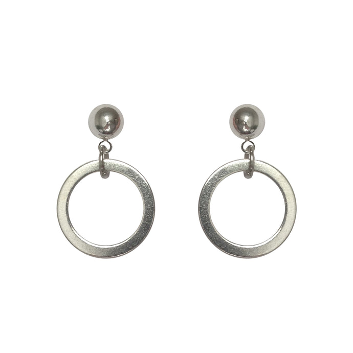 SML RING EARRINGS ~ SILVER [ Round Ring Circles ]
