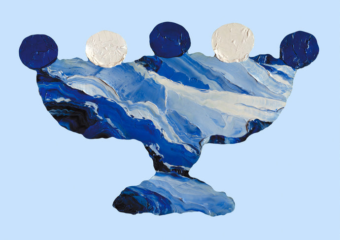 LIMITED EDITION PRINT 'Contained, Series 2, Vessel #2' [ Ultramarine Blue and White, Baby Blue Background ]