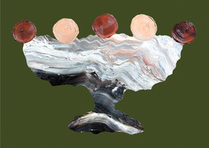 LIMITED EDITION PRINT 'Contained, Series 2, Vessel #9' [ Black, White, Red, Pink, Green Background ]