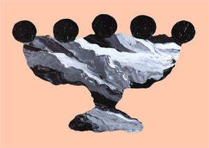 LIMITED EDITION PRINT 'Contained, Series 2, Vessel #6' [ Black and White, Pink Background ]
