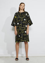 HEAVY METAL DRESS [ Gold, Silver Patterned Embroidery On Black Cotton ]