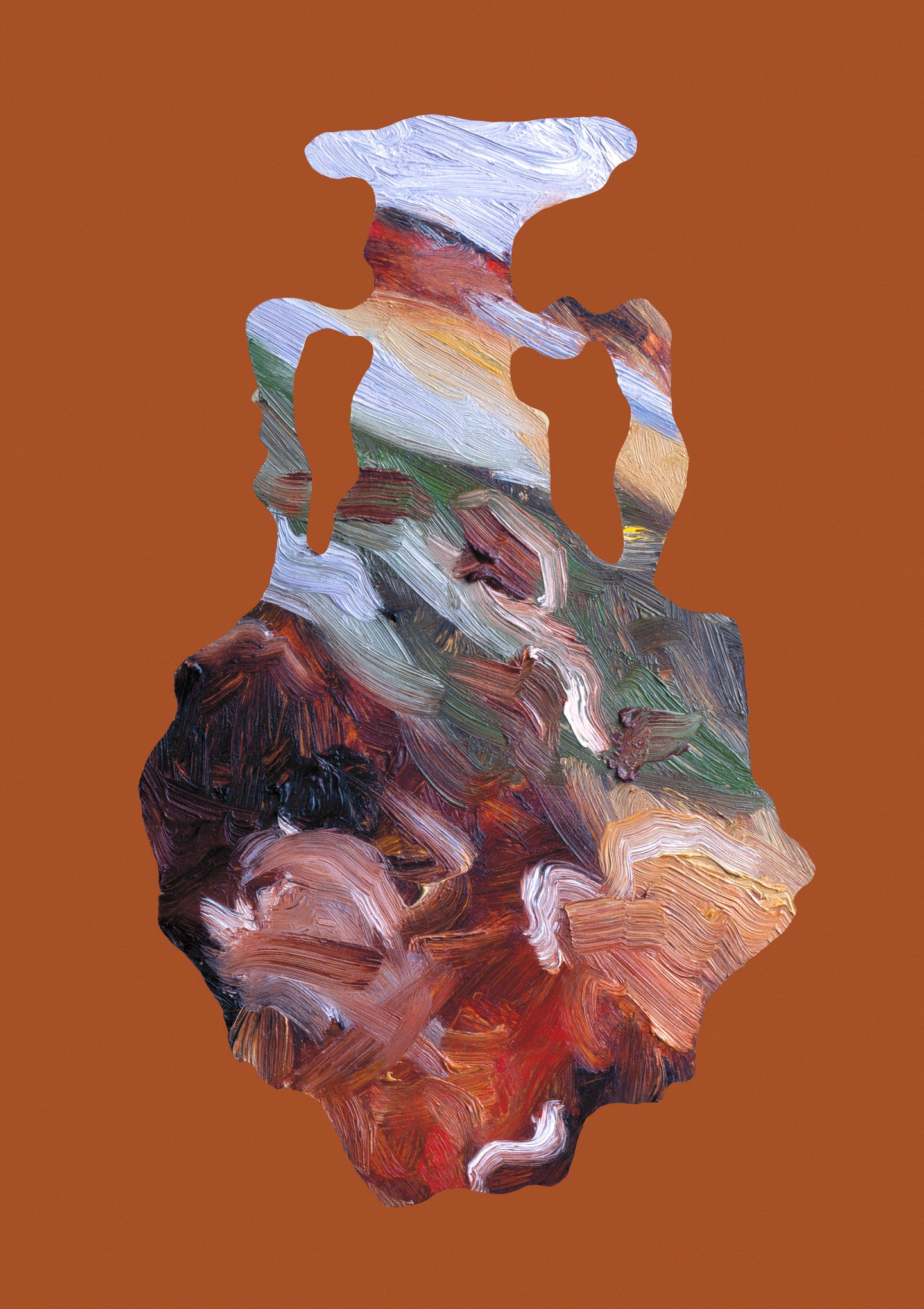 LIMITED EDITION PRINT 'Contained, Series 1, Vessel #6' [ Earthy Colours, Burnt Orange Background ]