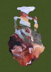 LIMITED EDITION PRINT 'Contained, Series 1, Vessel #6' [ Earthy Colours, Green Background ]
