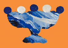 LIMITED EDITION PRINT 'Contained, Series 2, Vessel #2' [ Ultramarine Blue and White, Orange Background ]