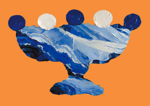 LIMITED EDITION PRINT 'Contained, Series 2, Vessel #2' [ Ultramarine Blue and White, Orange Background ]