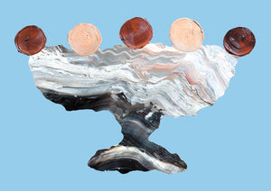 LIMITED EDITION PRINT 'Contained, Series 2, Vessel #9' [ Black, White, Red, Pink, Blue Background ]