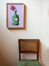 LIMITED EDITION PRINT 'Tulip, Bottle'. 10% DONATED [ Green Vase, White Balls, Red Flower, Purple Background ]