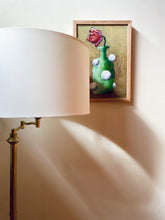 LIMITED EDITION PRINT 'Tulip, Bottle'. 10% DONATED [ Green Vase, White Balls, Red Flower, Aged Brass Background ]