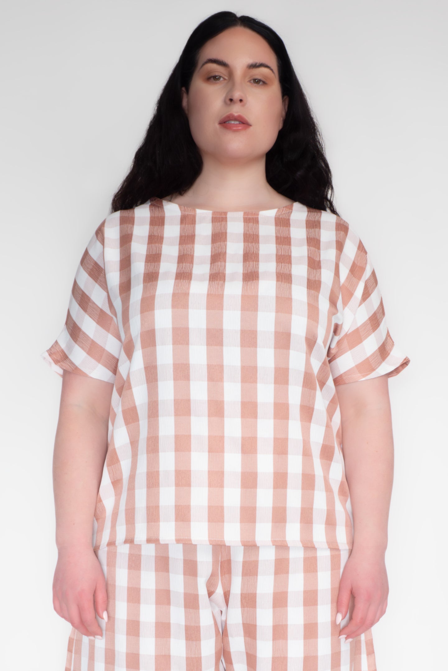 KEEGAN CLASSIC TOP [ Pink And White Gingham ]
