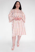 KEEGAN CLASSIC 3/4 SLEEVED DRESS [ Pink And White Gingham ]