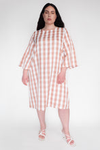 KEEGAN CLASSIC 3/4 SLEEVED DRESS [ Pink And White Gingham ]