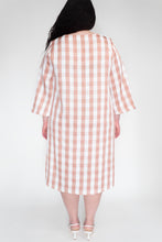 KEEGAN CLASSIC 3/4 SLEEVED DRESS [ Pink And White Gingham ]