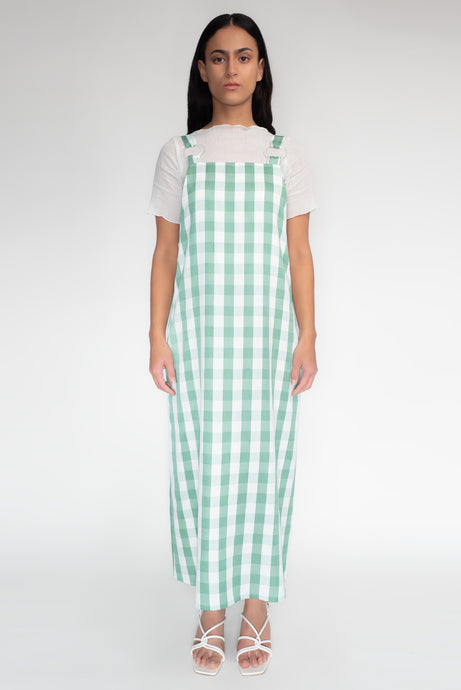 KEEGAN CLASSIC PINAFORE [ Green And White Gingham ]