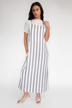 KEEGAN CLASSIC PINAFORE [ Grey And White Striped ]