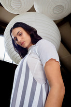 KEEGAN CLASSIC PINAFORE [ Grey And White Striped ]