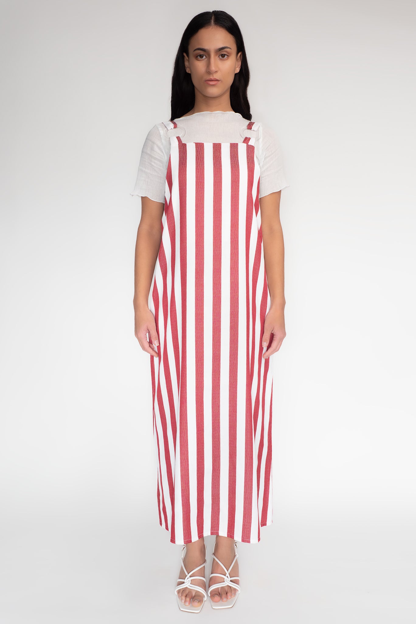 KEEGAN CLASSIC PINAFORE [ Red And White Striped ]