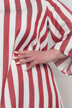 KEEGAN CLASSIC 3/4 SLEEVED DRESS [ Red And White Striped ]