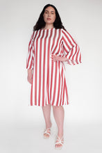 KEEGAN CLASSIC 3/4 SLEEVED DRESS [ Red And White Striped ]