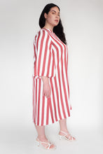 KEEGAN CLASSIC 3/4 SLEEVED DRESS [ Red And White Striped ]