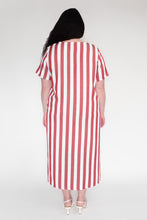KEEGAN CLASSIC SHORT SLEEVED DRESS [ Red And White Striped ]