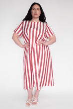 KEEGAN CLASSIC SHORT SLEEVED DRESS [ Red And White Striped ]