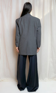 $100 OFF OFFER • OUT OF OFFICE SUIT JACKET [ Wool Blend, Charcoal Tie Blazer, Silver Eyelets, Up To Size Medium / Large ]