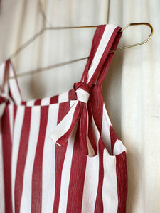 • FREEBIE • ONE OF A KIND FORBIDDEN FRUIT TANK~ REVERSIBLE ~ POMEGRANATE [ Red & White Stripe Tie Top, Size Small ]