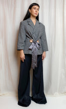 OUT OF OFFICE SUIT JACKET [ Textured Grey Tie Blazer, Silver Eyelets, Up To Size Medium / Large ]