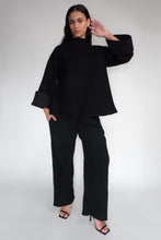 DRIZZLE JUMPER [ Black Wool, Turtleneck, Large Cuffs ]