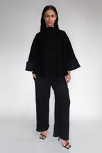 DRIZZLE JUMPER [ Black Wool, Turtleneck, Large Cuffs ]