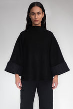 DRIZZLE JUMPER [ Black Wool, Turtleneck, Large Cuffs ]