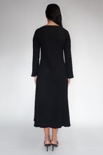 DRIZZLE LONG SLEEVED DRESS [ Black Cotton, Crinkled Texture ] (Copy)