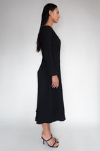 DRIZZLE LONG SLEEVED DRESS [ Black Cotton, Crinkled Texture ] (Copy)