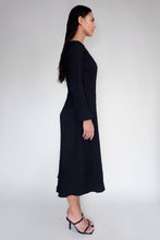 DRIZZLE LONG SLEEVED DRESS [ Black Cotton, Crinkled Texture ] (Copy)