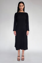 DRIZZLE LONG SLEEVED DRESS [ Black Cotton, Crinkled Texture ] (Copy)