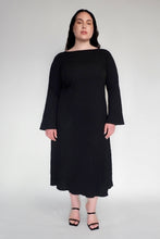 DRIZZLE LONG SLEEVED DRESS [ Black Cotton, Crinkled Texture ] (Copy)