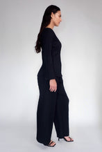 DRIZZLE LONG SLEEVED TOP [ Black Cotton, Crinkled Texture ]