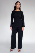 DRIZZLE LONG SLEEVED TOP [ Black Cotton, Crinkled Texture ]