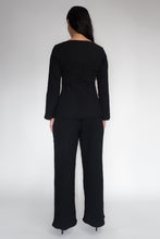 DRIZZLE LONG SLEEVED TOP [ Black Cotton, Crinkled Texture ]