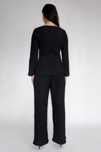 DRIZZLE LONG SLEEVED TOP [ Black Cotton, Crinkled Texture ]