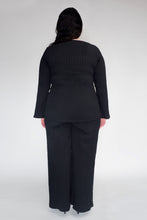 DRIZZLE LONG SLEEVED TOP [ Black Cotton, Crinkled Texture ]