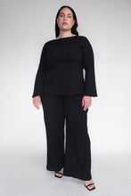 DRIZZLE LONG SLEEVED TOP [ Black Cotton, Crinkled Texture ]