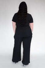 DRIZZLE SHORT SLEEVED TOP [ Black Cotton, Crinkled Texture ]