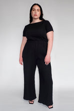 DRIZZLE PANTS [ Black Cotton, Elasticated, High Waisted, Crinkled Texture ]