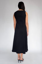 DRIZZLE SLEEVELESS DRESS [ Black Cotton, Crinkled Texture ]